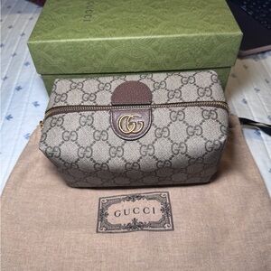 Gucci Beige and Brown GG Logo Pouch